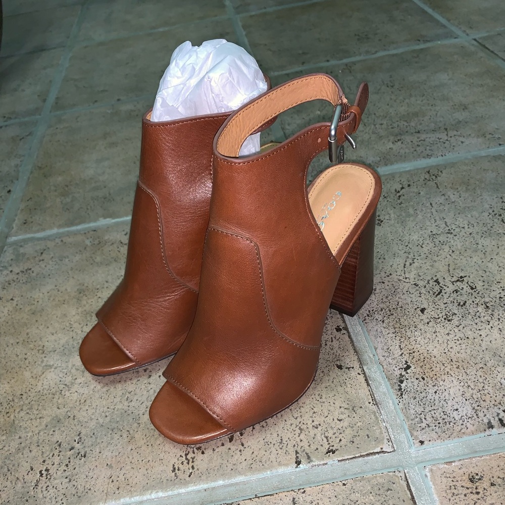 Brown leather booties